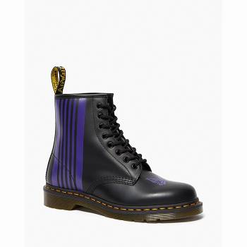 Dr Martens Férfi 1460 Needles Bőr Lace Up Bakancs Fekete / Lila